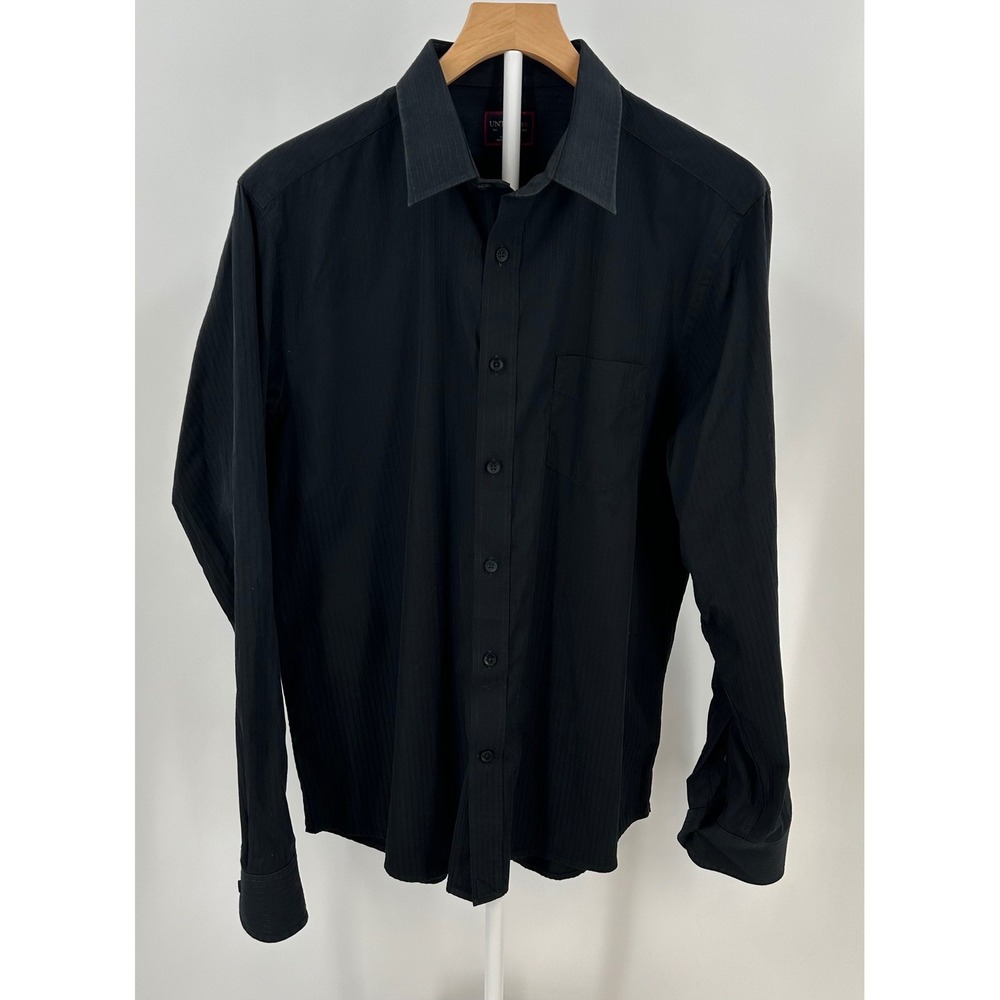 UNTUCKit Mens Slim Fit Black Pinstripe Long Sleeve Button Down Shirt Large 617